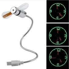 LED Clock Fan Mini USB Powered Cooling Flashing Real Time Display Function picture