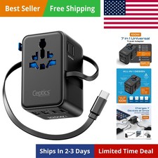GAN 100W Universal Travel Adapter with Retractable USB-C Cable, 2X USB-A & C,... picture