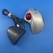 Logitech T-RA18 Cordless Trackman Wheel Trackball Mouse w Receiver Dongle Tested picture