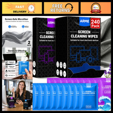 240 PCS Individually Wrapped Computer Screen Cleaner Wipes - Streak-Free, Anti-S picture