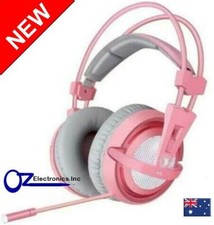 Sades A6 7.1ch Virtual Surround Gaming Headset LED USB PC PS4 PS5 Switch Pink picture