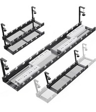 31Inch Extendable Under Desk Cable Management Tray Multi-Model Metal Black picture