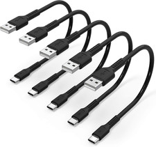 5-Pack 1-Ft USB-A to USB-C 3A Short Fast-Charging Cables picture