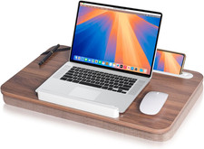 wishacc Lap Desk with Cushion and Hidden Book Clips, Wooden Bed Desk for Laptop picture