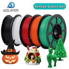 ADLAYER Festive Colors Set PLA Filament 1.75mm, 5KG Black/White/Red/Orange/Green picture