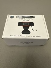 TECH ESSENTIALS HD 720P USB Computer Webcam Black picture