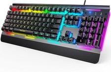TECKNET TK-KB002 Gaming Keyboard USB Wired 15 Zone RBG All Metal Panel Open Box  picture