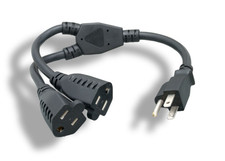 Power Cord Splitter NEMA 5-15P To NEMA 5-15R X2 14 AWG picture