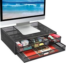 Monitor Stand Riser with Drawer Mesh Metal Desk Organizer PC Printer Holder New picture