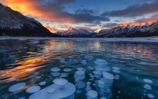 Landscape nature sunset lake mountains ice snowy peak Custom Gaming Mat Desk picture