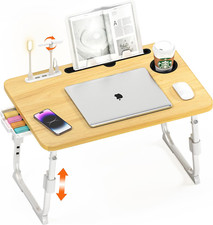 Laptop Bed Desk Height Adjustable, Bed Laptop Table with USB/Storage Drawer/Cup picture