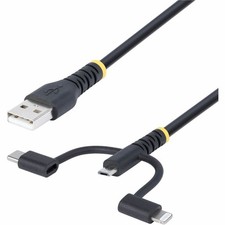 StarTech 3.3ft Rugged USB Multi Charging Cable USB to Lightning/Micro-USB/Type-C picture