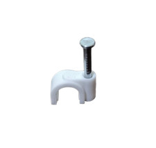 200 Pack Cable Clip w. Nail , White 8MM , Round , TV Aerial Cables Mounting  picture
