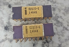 2x Vintage Intel C2111-1 1KB NMOS RAM MCS-8/C8008 IC/CPU/Processor Ceramic/Gold picture