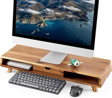 TINAMO Acacia Wood Monitor Stand with Drawer - 24.4 