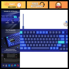 Custom Mechanical Keyboard 75% RGB Wired Hot-Swappable Gateron Blue Switches, QM picture