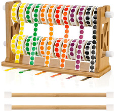 Wooden Label Dispenser 13X4.5X8 Inch Sticker Roll Holder Organizer Stand picture
