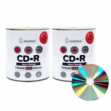200 Smartbuy CD-R 52X 700MB/80Min Shiny Silver Blank Media Recording Disc picture