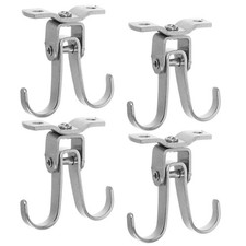 4Pcs Stainless Steel Reusable Ceiling Swivel Hooks Dual Prong Load Bearing picture