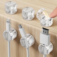 Locking Spring Cable Clips, Rotatable Cord Organizer with Secure 6 Pack Clear picture