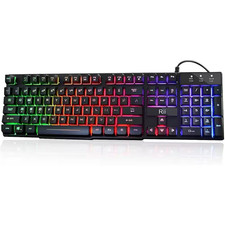 105 Keys Multiple Color Rainbow Office Keyboard with LED Backlit, USB Wired Mech picture