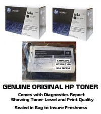 2 MOSTLY New Genuine HP 64A Toner Cartridges Printer-Tested 99% SEALED BAG picture