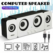 Computer Speakers USB Powered Plug and Play 3.5mm AUX Bass Wired for Desktop PC picture