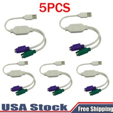 Dual PS2 Female to USB Male Converter Adapter Cable for Mouse Keyboard 5pcs picture