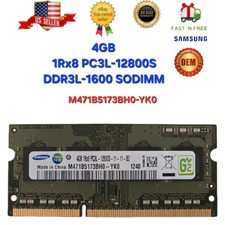 Samsung 4GB 1Rx8 PC3L-12800S DDR3L-1600 SODIMM Laptop RAM M471B5173BH0-YK0 picture