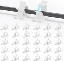 White Adhesive Cord Clips, 30Pcs Cable Clamps Adjustable Wire Holder picture
