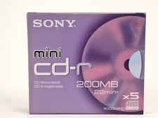 5 x Sony Mini CD-R 200MB empty new & original packaging 22min 8cm CDQ22N picture