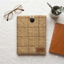 Hettie Tablet Case Small Tan Plaid British Wool Moon Cloth Tweed Sleeve picture