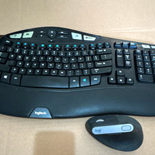 Logitech K350 Ergonomic Wireless Keyboard & Mouse Combo Black poor condition picture