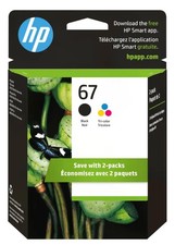 HP 67 Standard Yield Tri-Color Ink, Black/ Tri-Color, 2-Pack picture