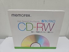 NEW SEALED MEMOREX HIGH SPEED CD-RW 5 PACK 12X 700MB 80 MIN REWRITABLE (A1) picture