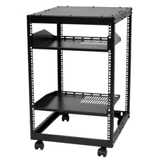 15U 4-Post Open Frame Rack 23-40in Depth Free Standing Wall Mount 500lb picture