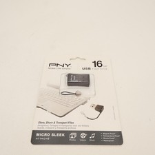 PNY 16GB Micro Sleek Attache USB 2.0 Flash Drive Black P-FDU16GSLK/GRY-GE NIP picture