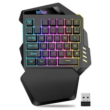Wireless One-Handed Gaming Keyboard, 2.4Ghz RGB Backlit Mini Gaming Keypad, R... picture