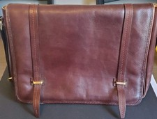 Lucaldo Brown Italian Leather Laptop Shoulder Bag with Magnetic Closure picture