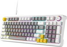 Teclado mecánico 75% 87 teclas, retroiluminado RGB, switch rojo, gris picture
