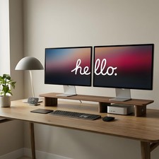 Walnut Dual Monitor Stand Riser - 43.3