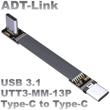 ADT-Link USB3.1 Flat Soft Extension Cable C Male Type-c Angle 90° ADT Gen2x1 New picture