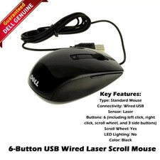 Dell New Black Premium 6-Button USB Laser Scroll Mouse V7623 J660D LOT OF 10 picture
