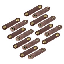 15 Pcs Leather Cable Straps Cord Organizer 63x16mm Brown picture