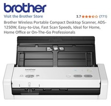 Brother ADS-1250W Wireless Compact Desktop Scanner - White picture