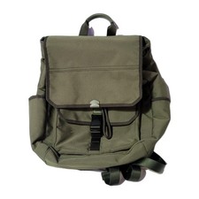 Fossil Laptop Backpack Green Leather Canvas Padded Straps Multiple Pockets picture