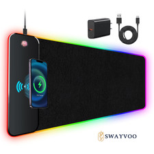 RGB Gaming Mouse Pad Wireless Charging 15W Phone Holder 11 Light Modes picture