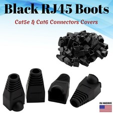 Cat5e Cat5 Cat6 RJ45 Boot End Cap Black Connector Modular Head Plug Cable Lot picture