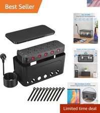 Power Strip with Cable Management Box, Large Cable Organizer Box, Black | Pow... picture