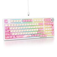 surmen Pink Creamy Keyboard with with Number Pad, 96% RGB Full Gasket Mounted... picture